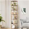 Generisch Libreria girevole a 360°, in legno, libreria a 6 livelli, regolabile, 45 x 45 x 193 cm, marrone vintage