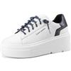 QUEEN HELENA Scarpe da Ginnastica con Lacci Glitterati Sneakers Platform Donna X31-13 (X31-13 Bianco Blu, Sistema Taglie Calzature EU, Adulto, Donna, Numero, Media, 36)