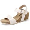 QUEEN HELENA Zeppe Sandali Alti con Cinturino Casual Donna X32-209 (Bianco, Sistema Taglie Calzature EU, Adulto, Donna, Numero, Media, 36)
