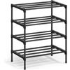 SONGMICS Scarpiera, 4 Ripiani, Scarpiera Ingresso Slim, Organizer per Scarpe, Metallo, Soggiorno Armadio, Impilabile, 30 x 45 x 66 cm, Nero LSA114BH01