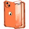 ORETECH Compatibile con Cover iPhone 15 Plus, Custodia iPhone 15 Plus con [2 x Pellicola Protettiva Vetro Temperato] 360° Ultra Sottile Hard PC TPU Silicone Antiurto Cover-Arancia