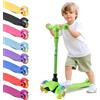 Hurtle Monopattino Leggero a 3 Ruote con Luci LED, Antiscivolo, per Bambini 2-5 Anni, Altezza Regolabile 63,-71 cm (Verde)