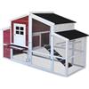 Wiltec Pollaio Wiltec XXL 2010 x 813 x 1165 mm di colore bianco-rosso con corridoio libero e cassetta di nidificazione in legno di abete rosso, pollaio con riparo, griglia e vaschetta zincata per gli escrementi