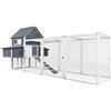 Wiltec Pollaio Wiltec 3100 x 1500 x 1500 mm grigio bianco, con corridoio libero e cassette di nidificazione in legno, pollaio con riparo, griglia zincata e vaschetta per gli escrementi