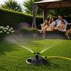 Irrigatore Rotante a tre braccia con base, Irrigatore da Giardino e Prato, Ugelli orientabili, Sistema a pioggia leggera