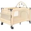 Momi Lettino da viaggio BELOVE PLUS 2 in 1, pieghevole, 2 posizioni per neonati fino a 9 kg e bambini fino a 15 kg, con materasso, arco con giocattoli, fasciatoio e borsa per il trasporto