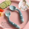 NONE Set di cucchiai per autoalimentazione per bambini 2 pezzi, cucchiaio da allenamento in silicone antigoccia twist 360 + forchetta per bambini da 6 a 24 mesi senza BPA