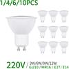NONE 1/4/6/10pcs Faretto LED GU10 GU5.3 MR16 E27 E14 220V Alto Lumen 3000K/4000K/6000K gu10 Lampada a led per la decorazione domestica Sostituisci