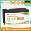 FLLYROWER Batteria al litio 12V 10AH LiFePO4 con BMS 4000+ Cicli profondi Batteria al litio ricaricabile per Fish Finder Light Kids Car Camping