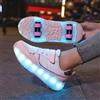 NONE Scarpe da skate a rotelle luminose Ruote Sneakers rimovibili Scarpe a rotelle per bambini Carica USB Scarpe da skate sportive illuminate Ragazzi Ragazze