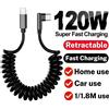 NONE Cavo di Ricarica Rapida 120W Tipo C ad Angolo Retto, Cavo USB C-C Avvolgibile per Auto, Compatibile con iPhone Samsung Xiaomi Carplay