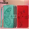 Tsimak Custodia a portafoglio con vibrazione per Xiaomi Redmi Note 8 9 10 Pro Max 8T 9A 9C 9T 9S 10A 10C 10S 10T 5G Farfalla Fiore Vite Carta Cover in pelle