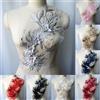 COOLAIKE Bianco Nero Grigio Fiore 3D Nappa Tessuto di pizzo Abito Appliques Colletto ricamato Maglia Cucire Toppa per la decorazione di nozze Abito fai da te