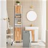 SoBuy BZR74-W Armadio bagno con cesto biancheria - Armadio alto, stretto con cesto biancheria, mensola bagno a terra per piccoli bagni, Bianco-Naturale, 31x170x32cm