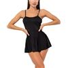 NONE Mini Abito da Donna con Spalline Sottili, Vestito Aderente Senza Maniche con Gonna Plissettata, Abito Corto Estivo per Feste e Club