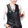 Fatto a mano Gilet donna cappotto giacca nero western classico bottoni pelle di agnello gilet