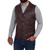 Fatto a mano Cappotto gilet marrone western nuovo originale giacca pelle di agnello uomo g...