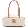 Miu Miu Borsa piccola Miu Miu CANVAS fiocco 5BB173ACRNF062F tela pelle beige marrone ...