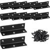 BELIHOME Staffa a L ad Angolo, 10 PCS Staffa Angolare a 90 Gradi Squadretta Giunzione Nero L Connettori Angolari a Forma di L, Acciaio Inox Squadrette Angolari Staffa ad Angolo Rretto con Viti