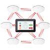 CPVAN Rilevatore di fumo intelligente GSM WiFi. Batteria con durata di 10 anni, touchscreen da 7, sirena da 110 dB, certificato EN14604. Allarme wireless da 85 dB.