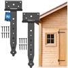 KOTARBAU® 2 cerniere a croce nere da 250 mm, cerniera per porta esterna, cerniera per cancelli, chiusura per porta, rivestimento a spruzzo