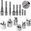 HWTONG 14 Pezzi Adattatore per Ratchet Esagonale Chiavi Bussola, 6 Pezzi 1/4 '' 3/8 '' 1/2 '' Socket Adapter Set + 8 Pcs Bussole Trapano Chiave Impatto Codolo Adattatore Esagonale, per Avvitatore (14 Pezzi)