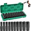 Alitamei Set di 10 bussole a percussione profonda, chiavi a bussola lunghe da 1/2 da 10-24 mm, chiavi a percussione durevoli per riparazioni professionali e auto domestiche
