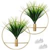 SAJANDAS Set di 2 piante artificiali con cerchio rotondo in metallo dorato per decorazione da parete, piante finte verdi in cerchio di metallo per decorazione domestica moderna, decorazione da parete