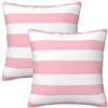 Poream Set di 2 federe per cuscini autunnali a righe rosa e bianche, 45 x 45 cm, morbide, per divano, letto, camera da letto, auto, sedia, soggiorno, decorazione per la casa