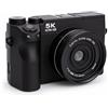 Sxhlseller Fotocamera Digitale 5K, Fotocamera Fotografica da 75 MP con Doppio Obiettivo e WiFi, Digitale per Vlogging e Viaggi, Schermo da 3 Pollici, Zoom 18x, Batteria da 1500 MAh (WHITE)