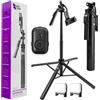 Spacetronik Bastone Selfie Treppiede 180 cm con 2x Luce LED, Supporto Stabile a 4 Gambe, Selfie Stick Estensibile con Telecomando Bluetooth, Portatile e Universale per iPhone, Android e Fotocamere