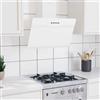 QUAHEAS Cappa aspirante da 60 cm in acciaio e vetro temperato bianco, cappa da parete silenziosa con 297 m³/h di scarico, 3 velocità, illuminazione LED, filtro antigrasso in alluminio, ricircolo e