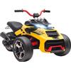AIYAPLAY Quad elettrico per bambini, 12 V, per bambini, con 3 ruote, funzione avanti, retromarcia, lettore MP3, clacson, 2 velocità, luci LED per bambini 3-5 km/h, per 3-8 anni, giallo