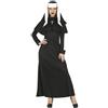 FIESTAS GUIRCA Costume da suora gotica - Toca nera e bianca e abitudine nera per donna adulta, taglia L 42-44