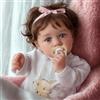 JIZHI Reborn Bambina - 20 Pollici Realistica Bambola Neonata Dimensione del Bambino Reale Capelli Corti Castani Radicati - Bambole Ragazza Aprire Gli Occhi（Occhi Azzurri ）