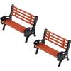 Cawhui Set di 2 panchine da parco in miniatura, scala 1:12, colore marrone, con dettagli realistici, piccole panchine da parco per casa delle bambole e accessori da giardino delle fate, piattaforma del treno