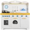 Leomark Cucina in legno Eccellente Saint-Tropez con pentole in metallo Set completo per piccoli Masterchef Bianco-Blu Ideale gioco per avventure culinarie creative giocattolo per bambini Dim107x106x32