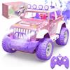 DEERC Rosa macchina telecomandata bambina con Nebbia Nebbia e Musica, 1:16 RC Auto con Luci a LED per Bambini, 2.4Ghz All Terrain SUV Camion Regali, Veicolo da Corsa Fuoristrada Giocattolo Auto, Gioca