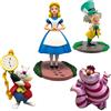 Bullyland Set Disney Alice nel Paese delle Meraviglie - Alice, Cappellaio Matto, Bianconiglio e Stregatto, Figurine Dipinte a Mano Senza PVC, Figure Collezionabili e Cake Design, 3+