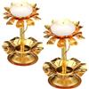 SODIAL 2 Pezzi Portacandele Diwali Diya In Metallo per Diwali Pooja Lampada al Gh7273