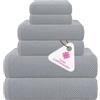 CASA COPENHAGEN Set di asciugamani Popcorn Textured da 6 pezzi - Grigio Viola, 550 g/m², 2 da bagno, 2 per le mani, 2 salviette, cotone, ruvido e resistente, set regalo per il bagno