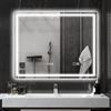 HOMCOM Specchio da bagno con illuminazione, 100 x 80 cm, specchio da parete con funzione musicale Bluetooth, funzione memoria, orologio 3 colori di luce, senza appannamento, con interruttore touch