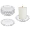 SUPERFINDINGS 6Pz Piatto per Candele In Vetro Portacandele A Colonna In Vetro Bellissimo Sottopentola per Candele Porta Sottobicchiere Trasparente Piatto Rotondo Vassoio 3.74(9.5cm)