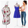 BAKAJI Manichino Busto Sartoriale Femminile Da Sarta Per Capi Di Sartoria Abbigliamento Tailleur Torso Da Donna Altezza Regolabile Per Vetrine Con Treppiede Struttura In Legno 42 x 170cm (Flowers)