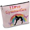 CREATCABIN Amo La Ginnastica Astucci Il Trucco Astuccio Cosmetici in Tela in Policotone Multiuso Rosa Astuccio Cerniera Borsa Viaggio Articoli Toeletta Borsa Donne Amica Migliore Amica Regali 25x18cm