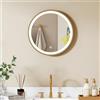 HOMCOM Specchio Bagno Rotondo 40 cm con Illuminazione LED, Specchio Luminoso da Parete a 3 Temperature di Colore, Luminosità Regolabile, Interruttore Touch, Oro
