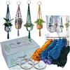 suo long Kit macramè per adulti per realizzare 4 ganci per piante macramè contiene accessori pre-tagliati in macramè da 4 mm, libro di istruzioni facile per principianti/principianti, anelli in
