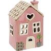 Home of Christmas Casa delle luci | Casa portacandeline | Casa delle luci | Portacandeline | Portacandele | Ceramica (Rosa/Beige 15x11x7 cm)