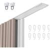 Generic Binario per Tenda A Doppia Fila Silenzioso, Ultra-Sottile Binario Tenda Soffitto Alluminio Scorrevole Bastone Tenda Spessore 6mm con Carrucola E Gancio(Champagne,460cm(181.2in))