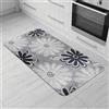 Comart - Tappeto Cucina Malaga - Passatoia 100% PVC - Antimacchia - Antiscivolo - Impermeabile - Tappetino Lavabile in Lavatrice - Corsia Moderna per Cucina e Corridoio - Fiori Neri - 55x100 cm